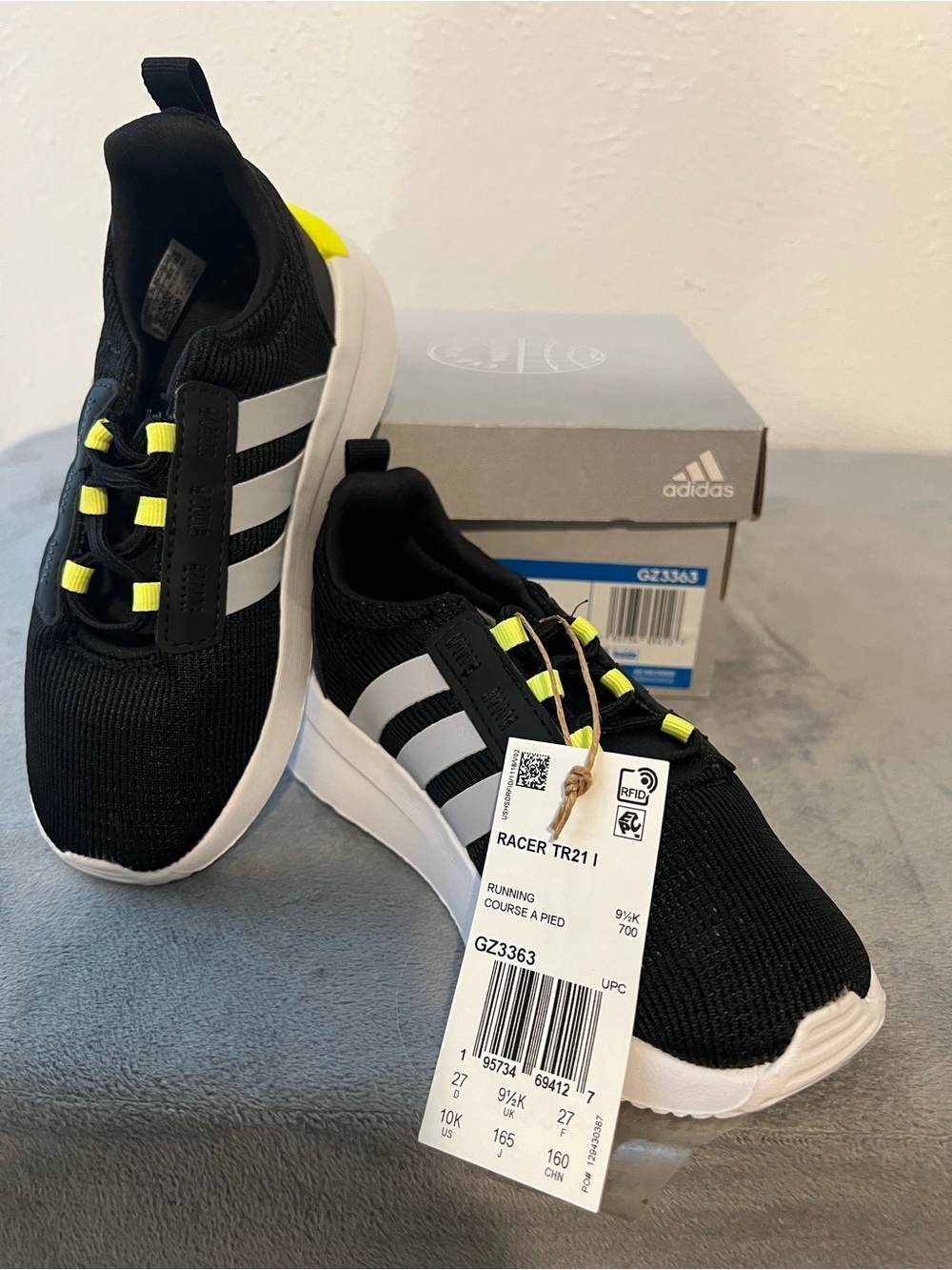 adidas Kids Racer TR21 Black & Yellow Slip-On Sneakers - Picture 3 of 6